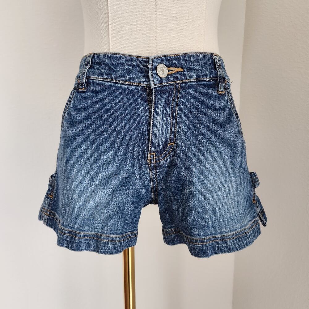 Vintage Y2K Union Bay Medium Wash Low Rise Denim Shorts Stretch Skater 0 - Picture 2 of 6